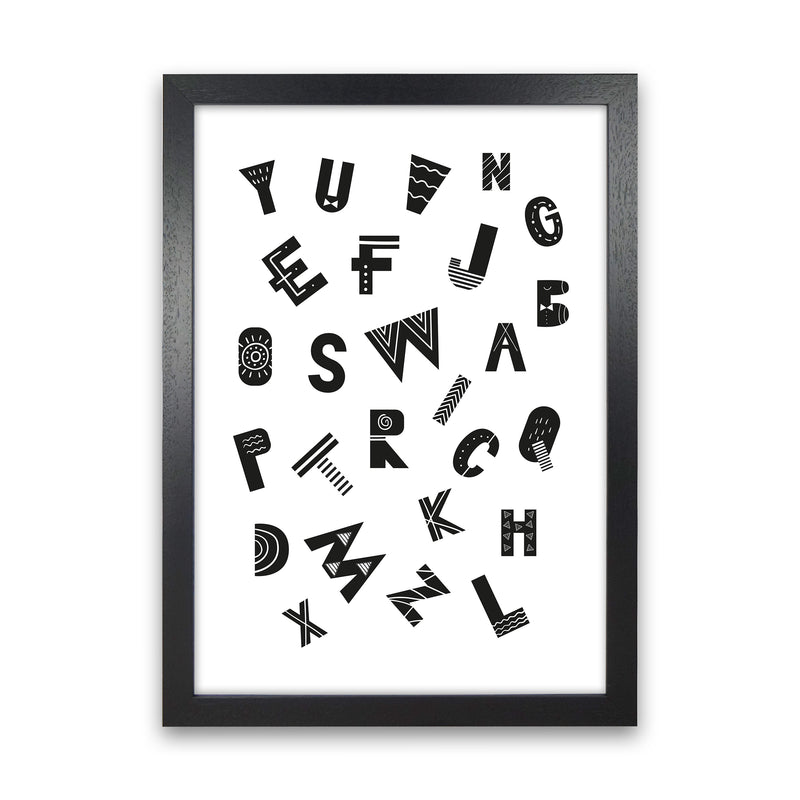 Jumbled Alphabet  Art Print by Pixy Paper Black Grain