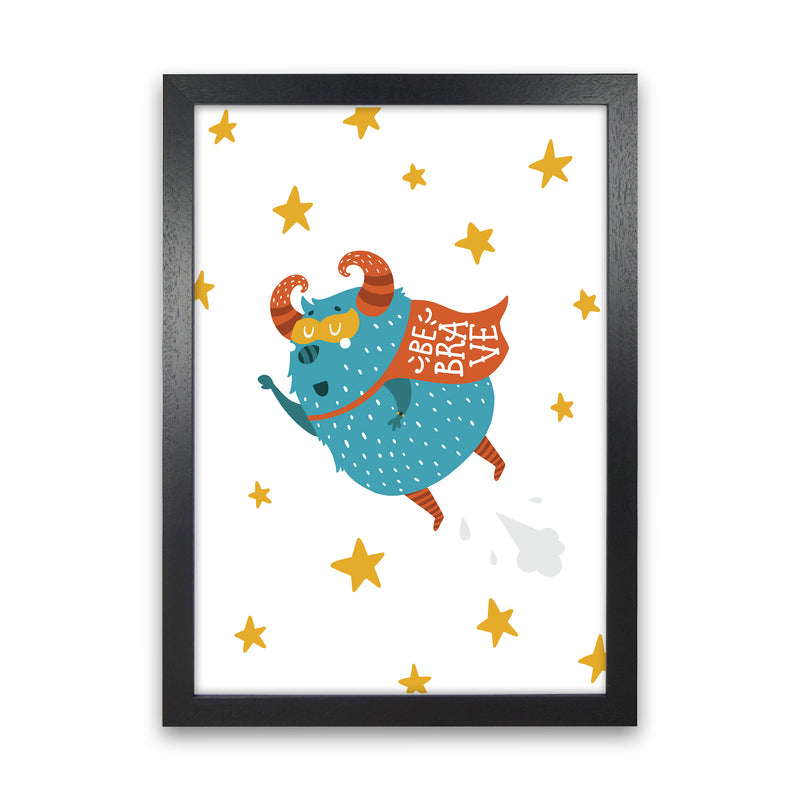 Little Monsters Flying Be Brave  Art Print by Pixy Paper Black Grain