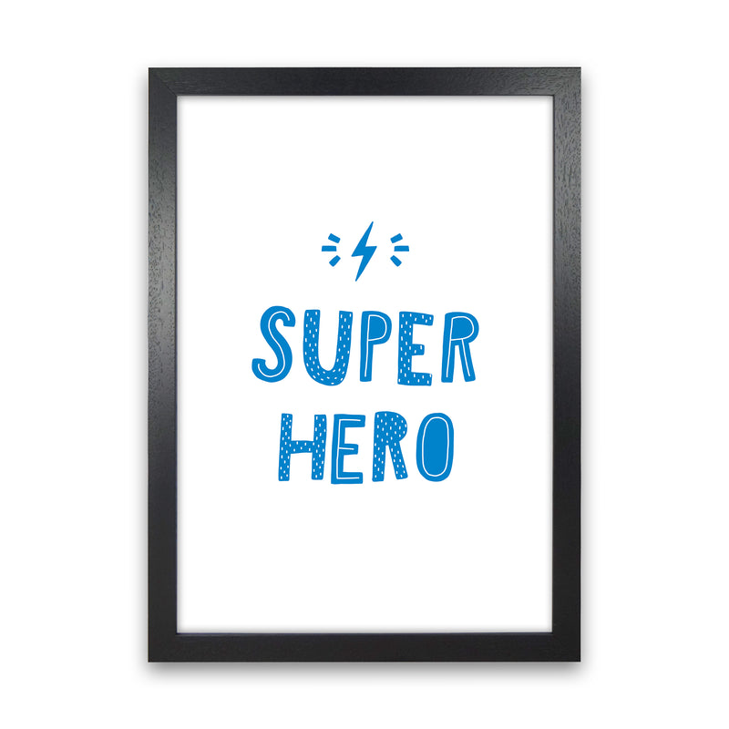 Super Hero Blue Super Scandi  Art Print by Pixy Paper Black Grain