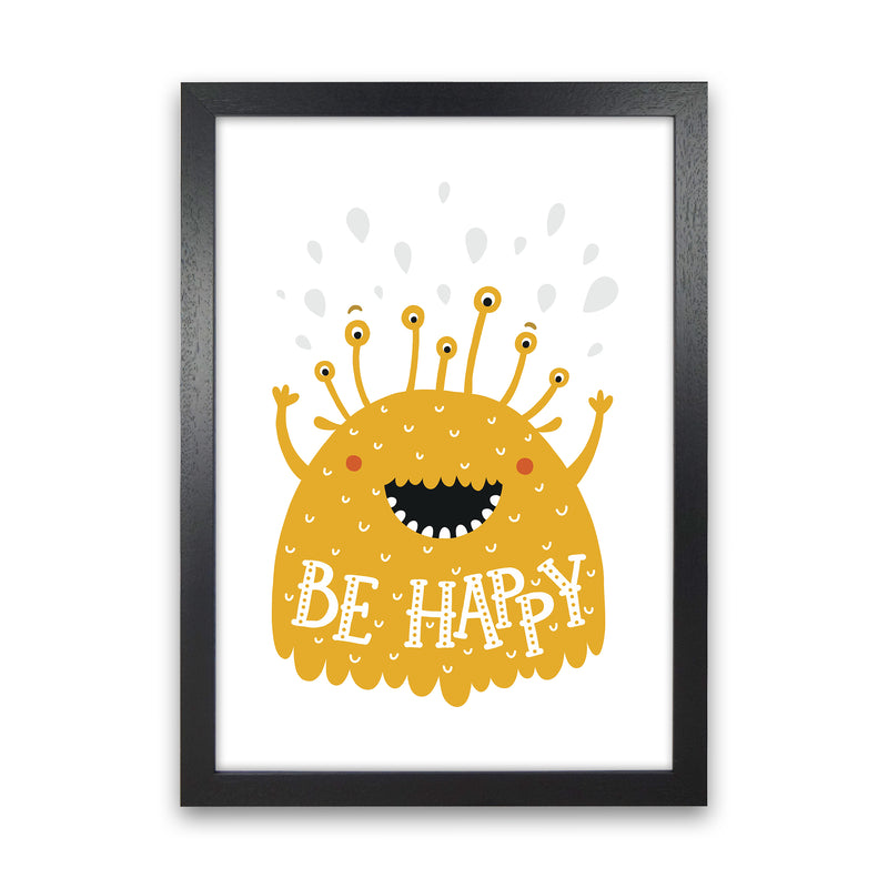 Little Monsters Be Happy  Art Print by Pixy Paper Black Grain