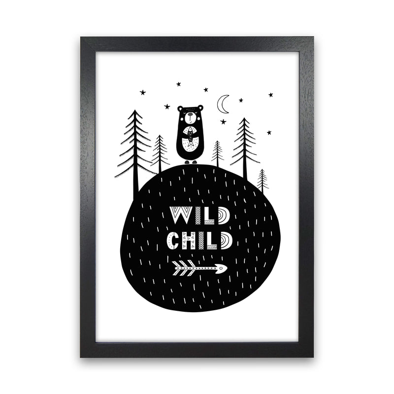 Wild Child Forest Bear  Art Print by Pixy Paper Black Grain