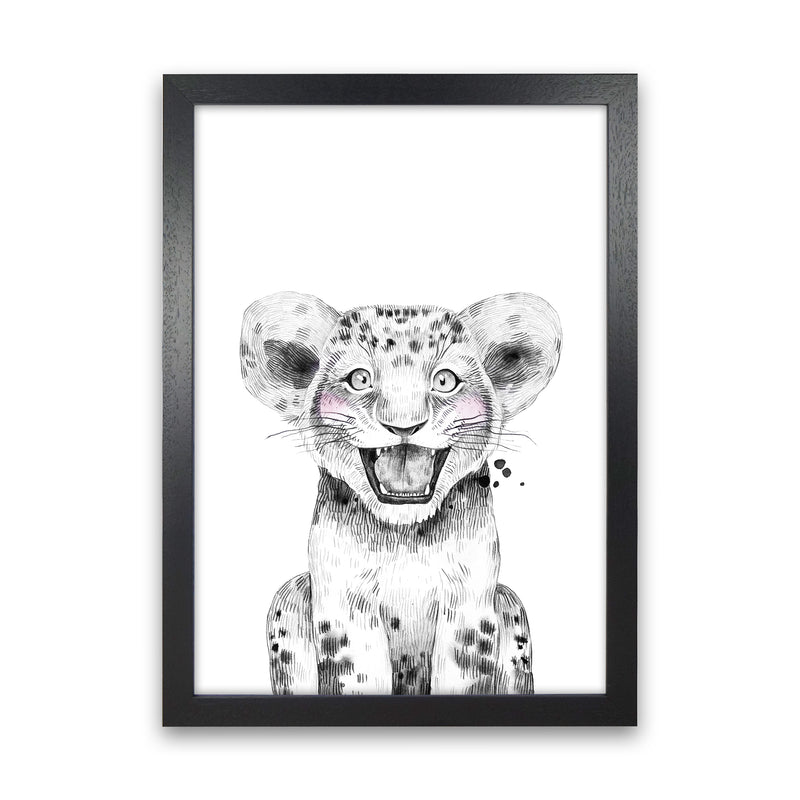Safari Babies Tiger  Art Print by Pixy Paper Black Grain