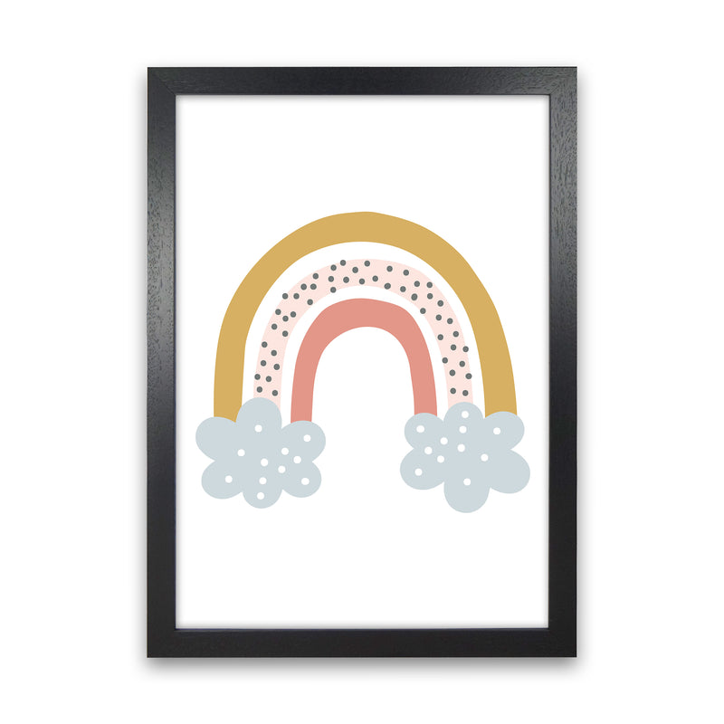 Rainbow With Clouds  Art Print by Pixy Paper Black Grain