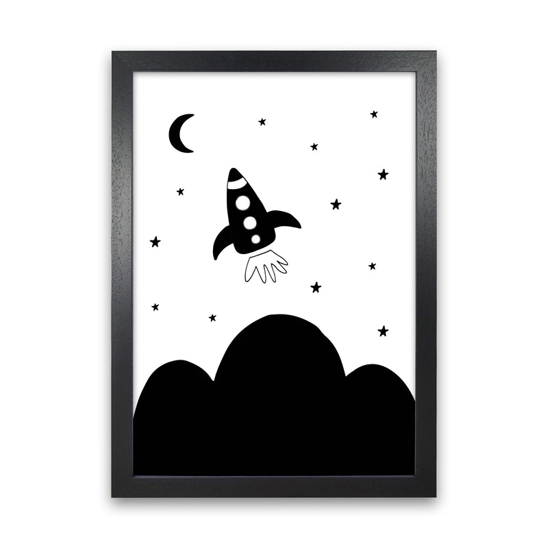 Spaceship Explorer  Art Print by Pixy Paper Black Grain