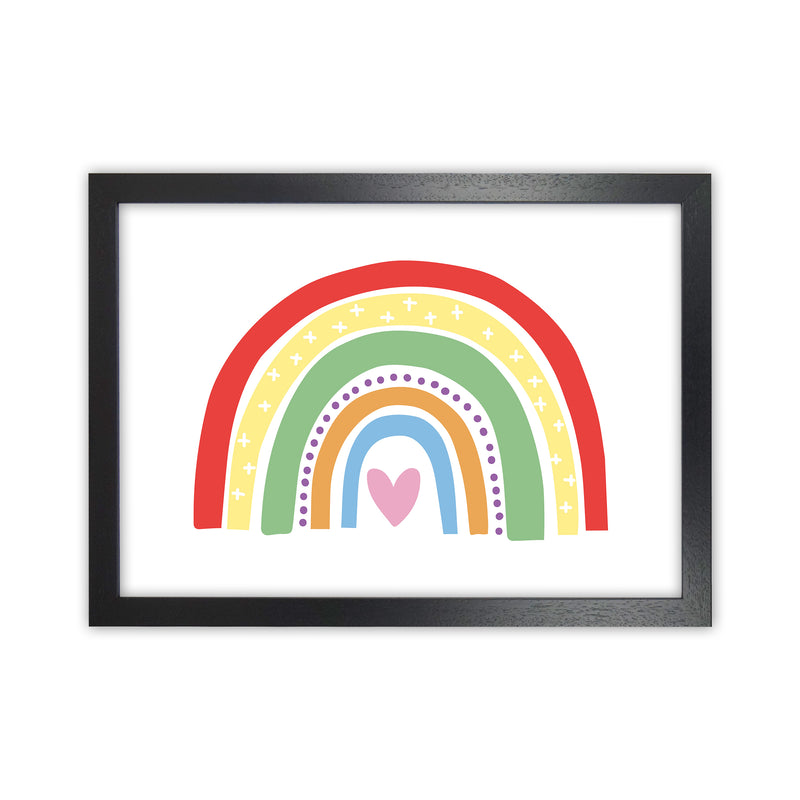 Rainbow With Heart  Art Print by Pixy Paper Black Grain