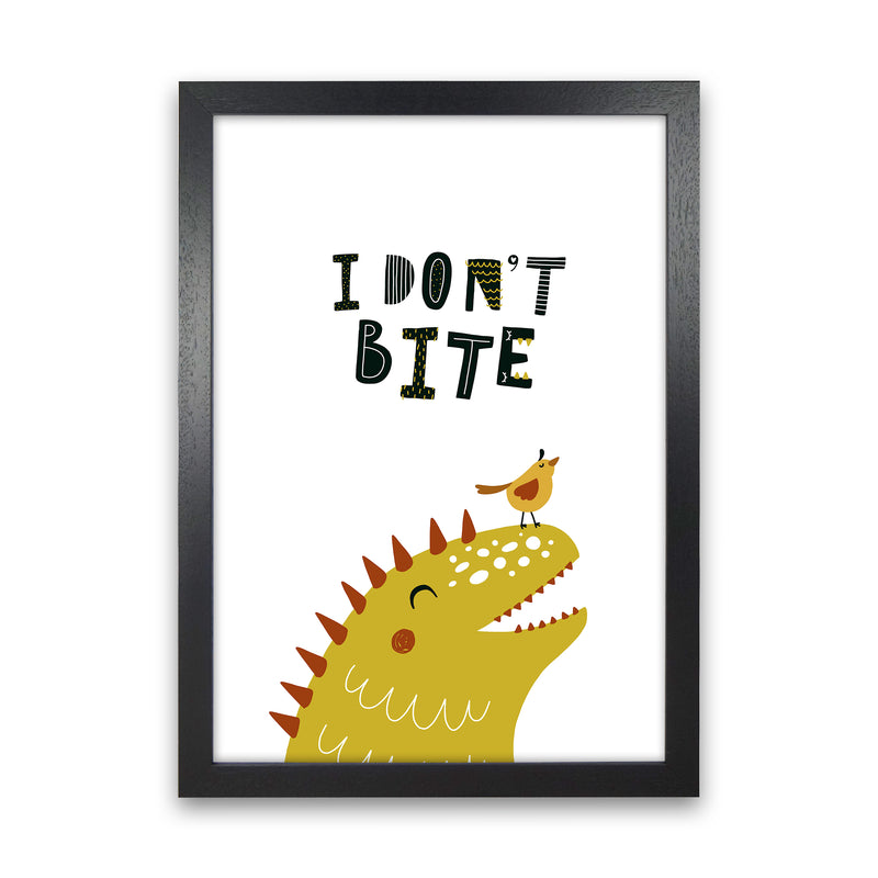 I Don'T Bite Dino  Art Print by Pixy Paper Black Grain