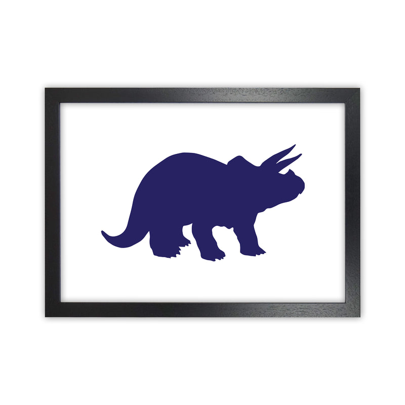 Triceratops Navy  Art Print by Pixy Paper Black Grain