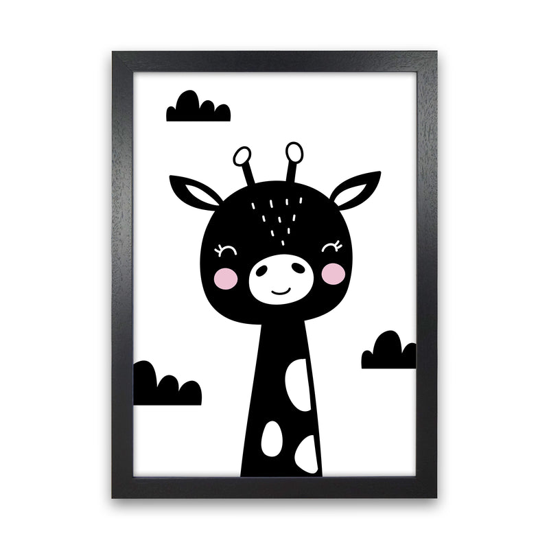 Giraffe Black  Art Print by Pixy Paper Black Grain