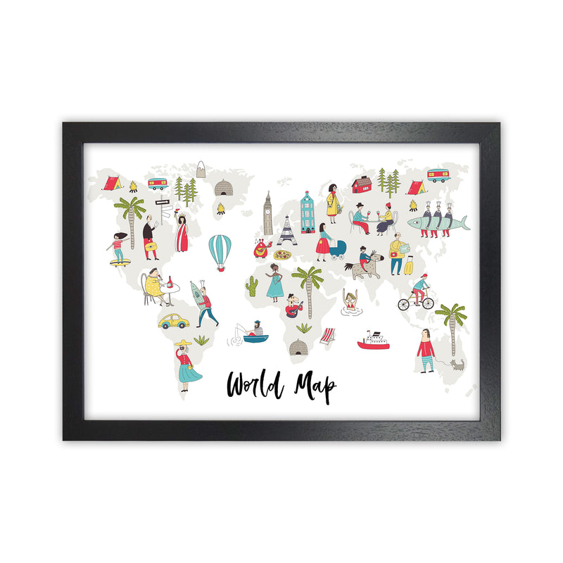 World Map  Art Print by Pixy Paper Black Grain