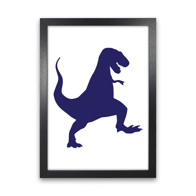 T-Rex Navy  Art Print by Pixy Paper Black Grain