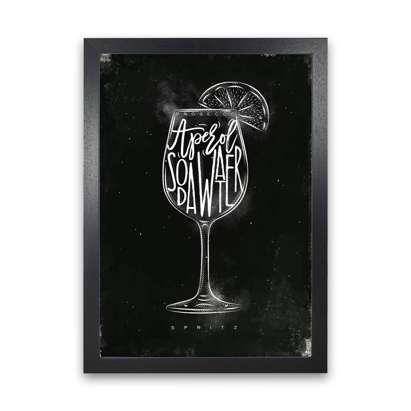 Prosecco Spritz Cocktail Black  Art Print by Pixy Paper Black Grain