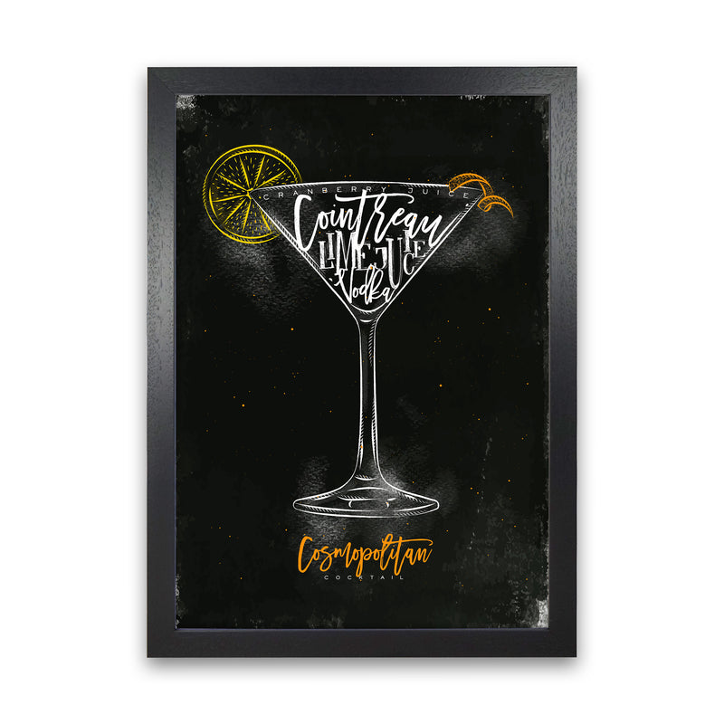 Cosmopolitan Cocktail Black  Art Print by Pixy Paper Black Grain