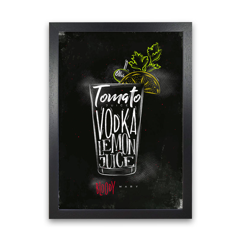 Bloody Mary Cocktail Black  Art Print by Pixy Paper Black Grain