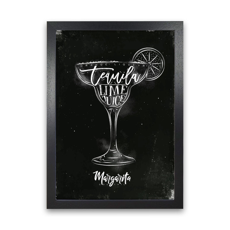 Margarita Cocktail Black  Art Print by Pixy Paper Black Grain