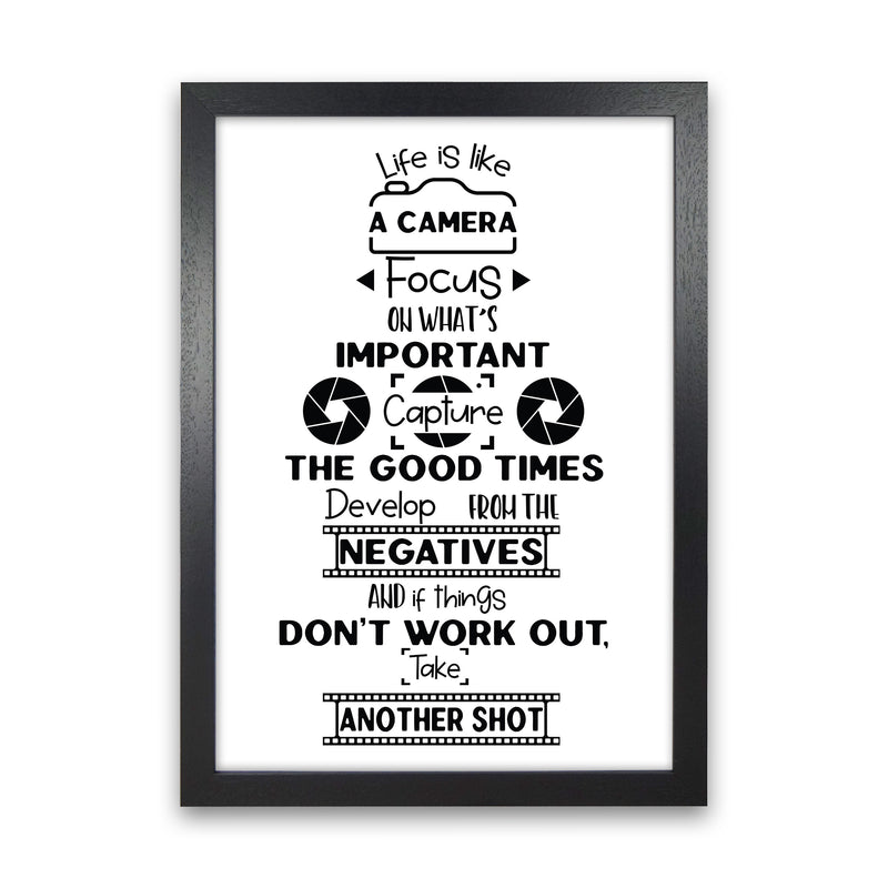 Life Is Like A Camera  Art Print by Pixy Paper Black Grain