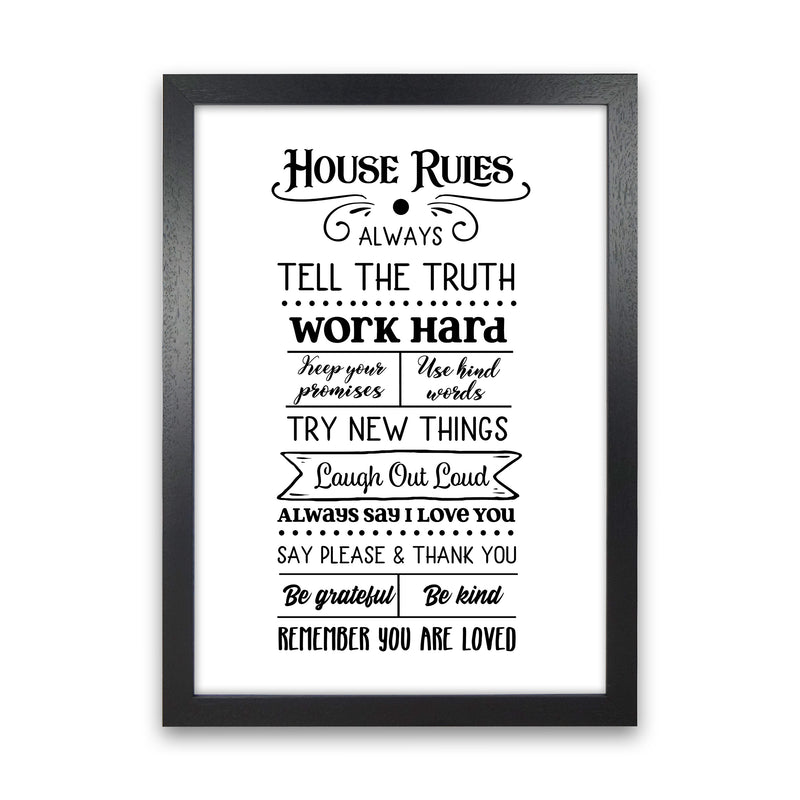 House Rules  Art Print by Pixy Paper Black Grain