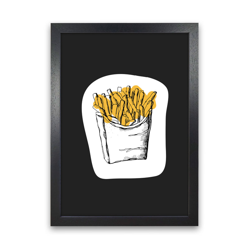 Kitchen Pop Fries Off Black Art Print by Pixy Paper Black Grain