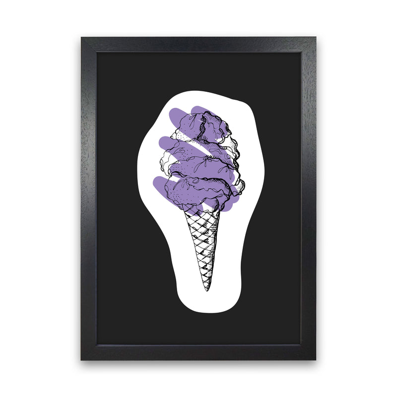 Kitchen Pop Ice Cream Off Black Art Print by Pixy Paper Black Grain