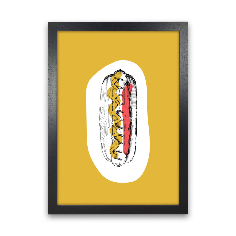 Kitchen Pop Hot Dog Mustard Art Print by Pixy Paper Black Grain