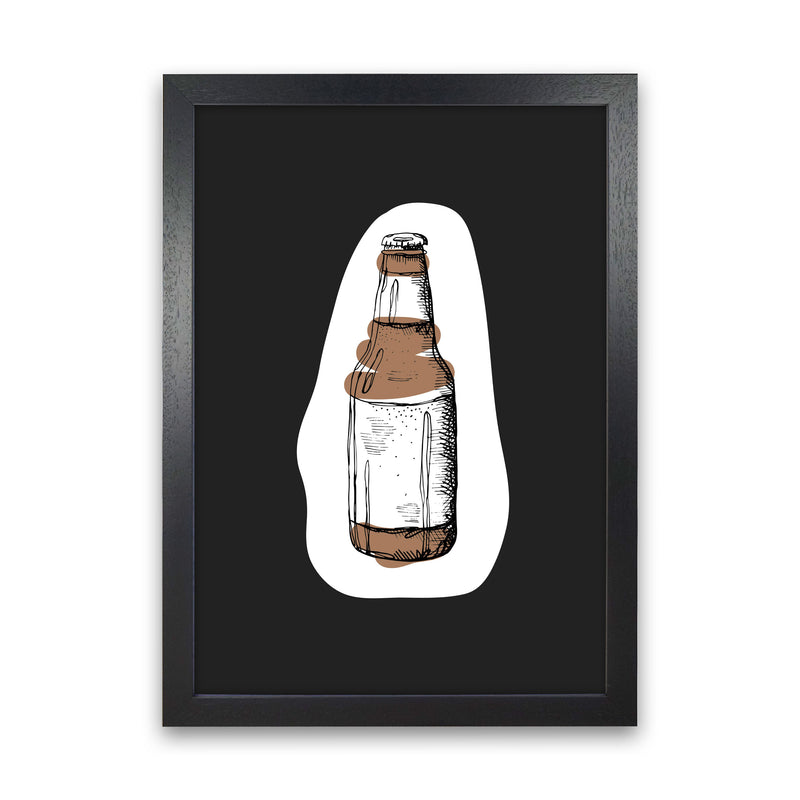 Kitchen Pop Beer Off Black Art Print by Pixy Paper Black Grain