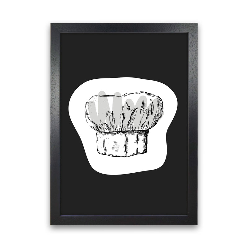 Kitchen Pop Chef's Hat Off Black Art Print by Pixy Paper Black Grain