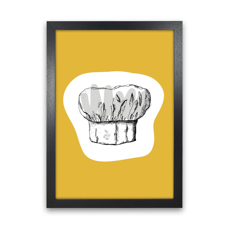 Kitchen Pop Chef's Hat Mustard Art Print by Pixy Paper Black Grain