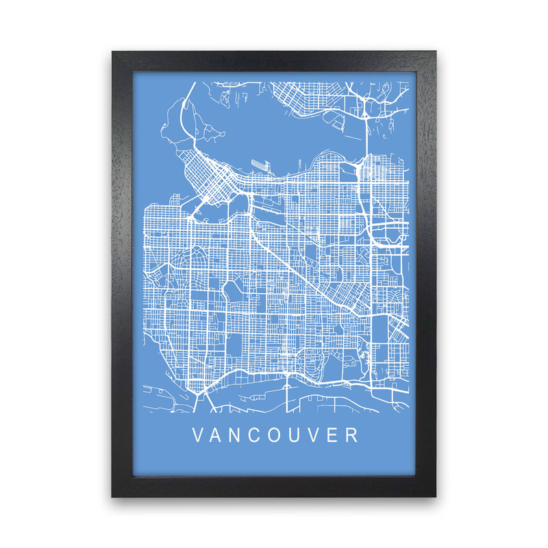 Vancouver Map Blueprint Art Print by Pixy Paper Black Grain