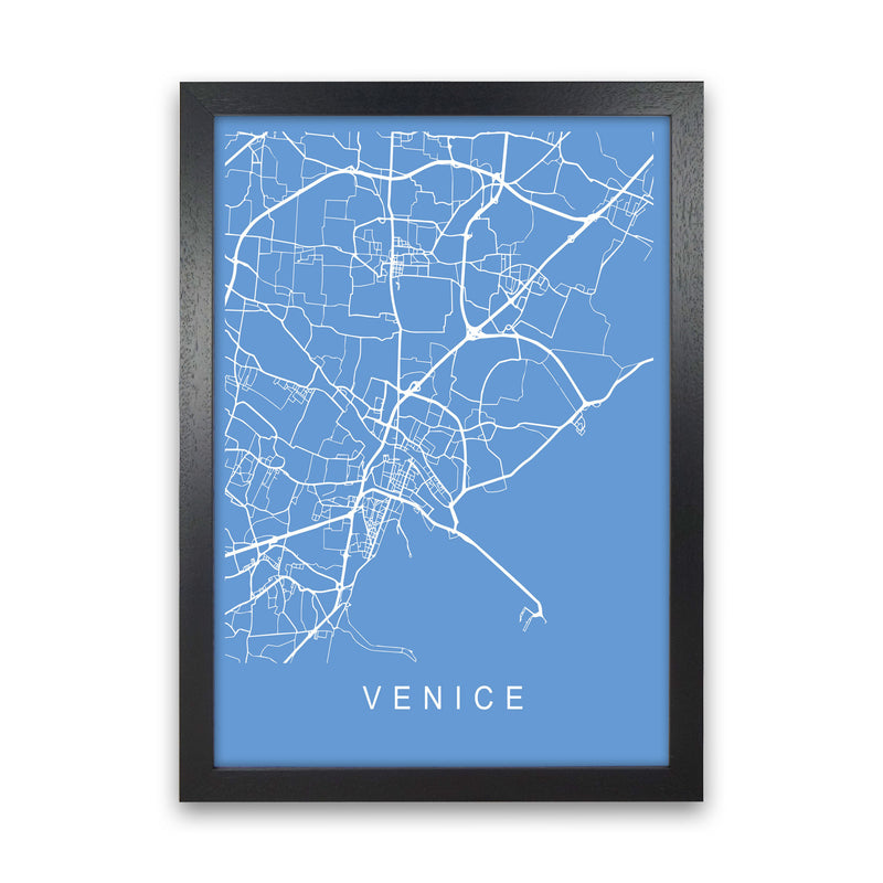 Venice Map Blueprint Art Print by Pixy Paper Black Grain