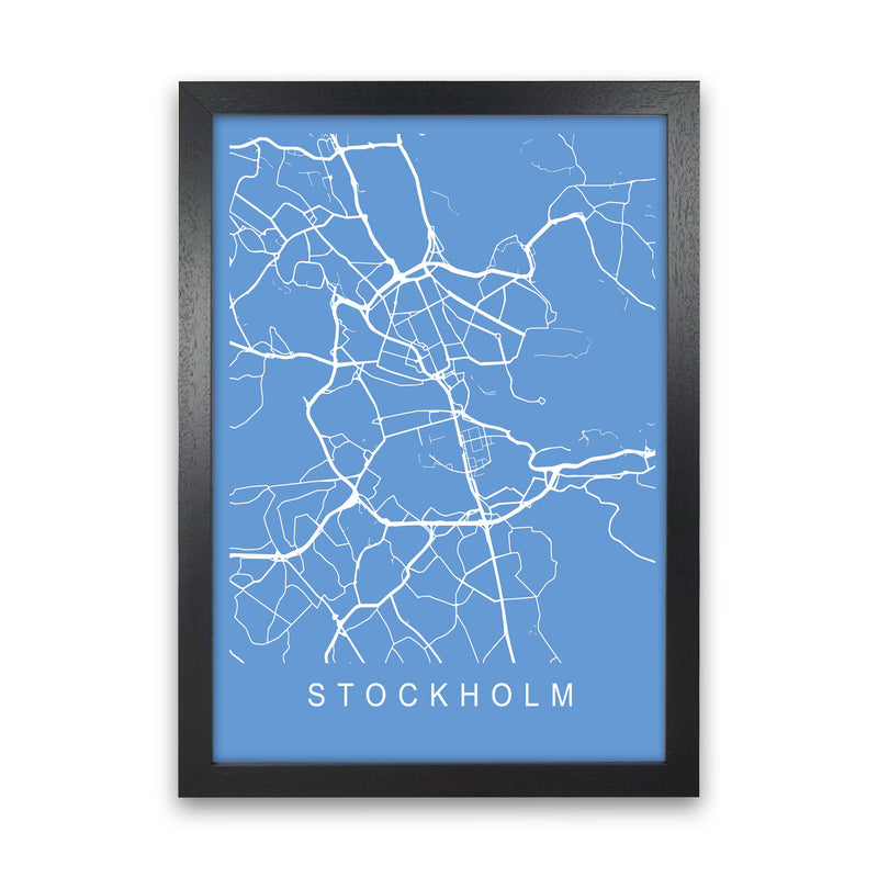 Stockholm Map Blueprint Art Print by Pixy Paper Black Grain
