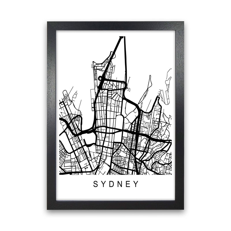 Sydney Map Art Print by Pixy Paper Black Grain
