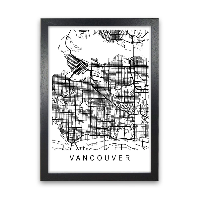 Vancouver Map Art Print by Pixy Paper Black Grain