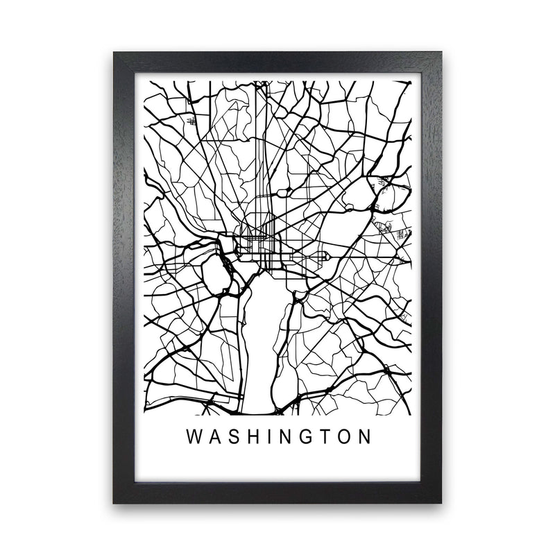 Washington Map Art Print by Pixy Paper Black Grain