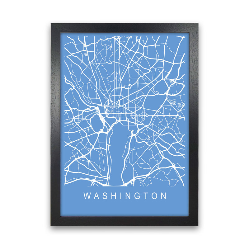 Washington Map Blueprint Art Print by Pixy Paper Black Grain
