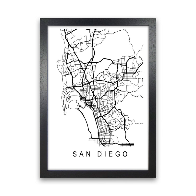 San Diego Map Art Print by Pixy Paper Black Grain