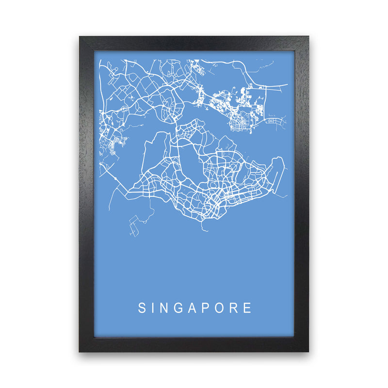 Singapore Map Blueprint Art Print by Pixy Paper Black Grain