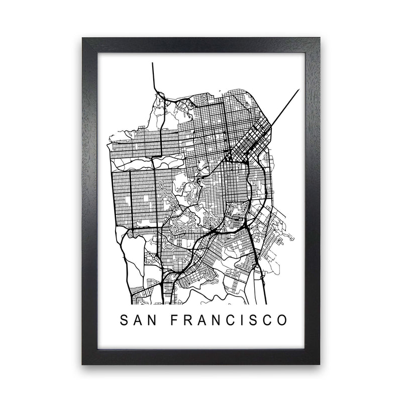 San Francisco Map Art Print by Pixy Paper Black Grain
