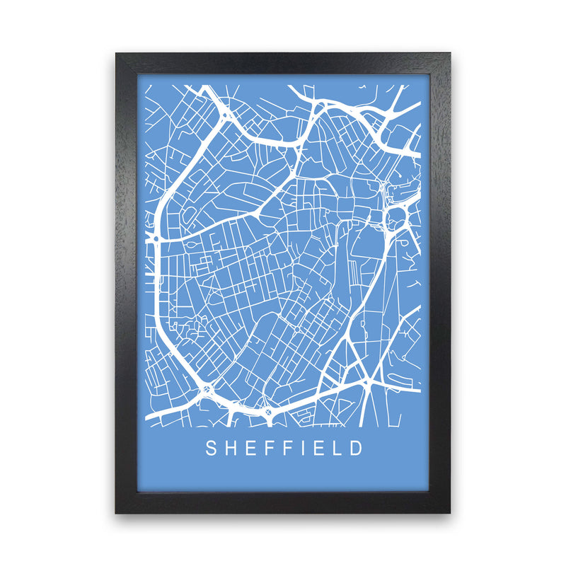 Sheffield Map Blueprint Art Print by Pixy Paper Black Grain