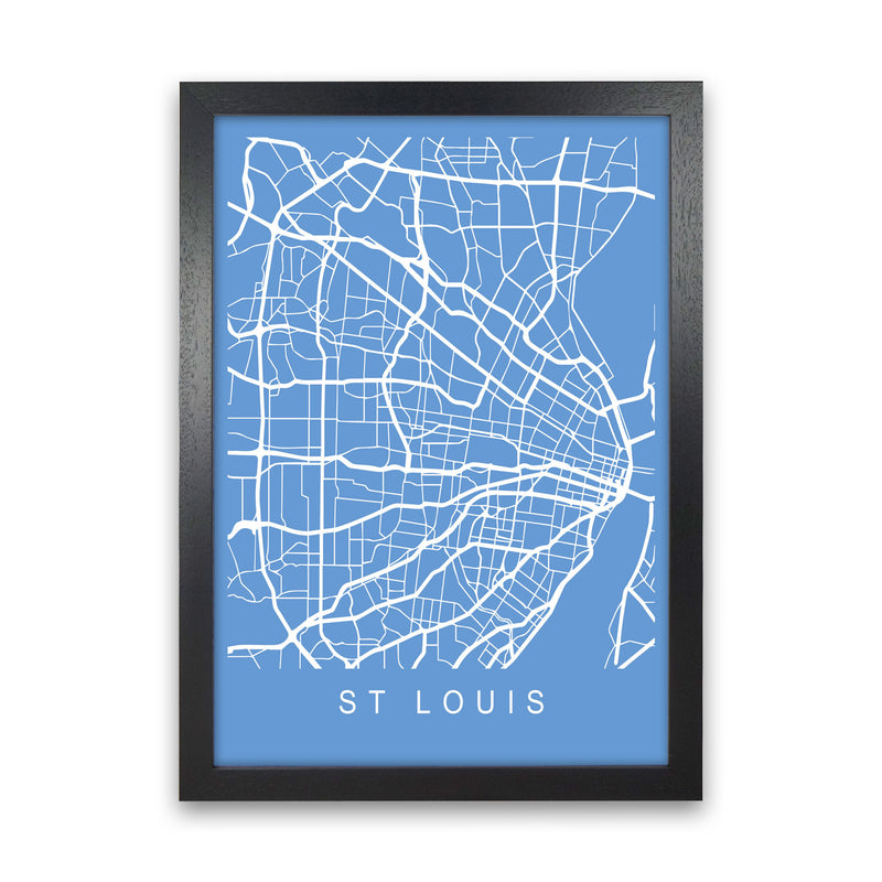 St Louis Map Blueprint Art Print by Pixy Paper Black Grain