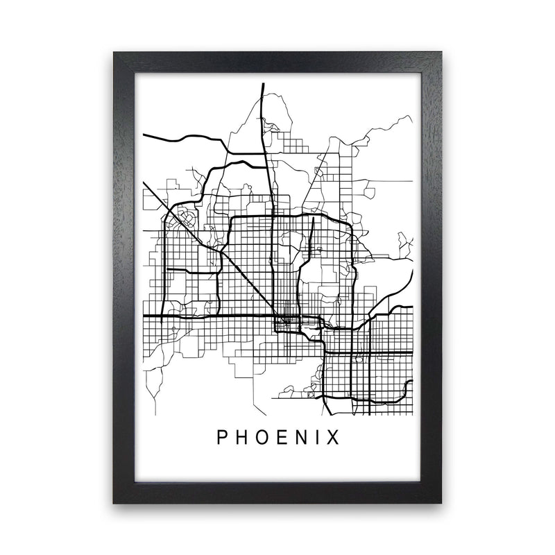 Phoenix Map Art Print by Pixy Paper Black Grain