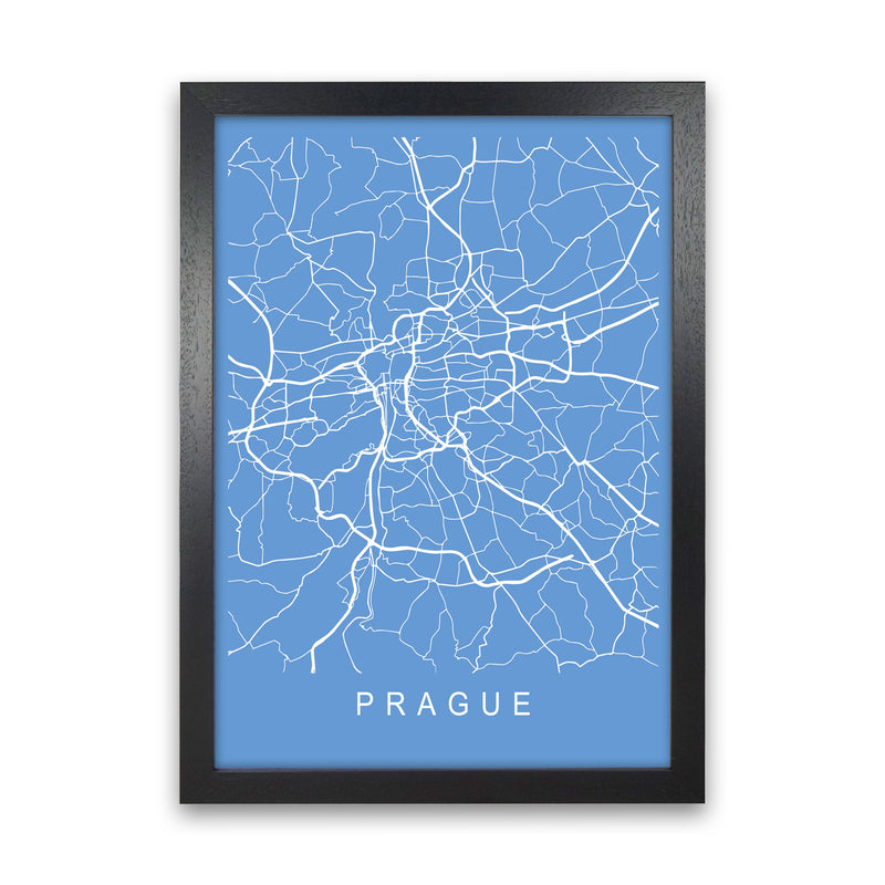 Prague Map Blueprint Art Print by Pixy Paper Black Grain
