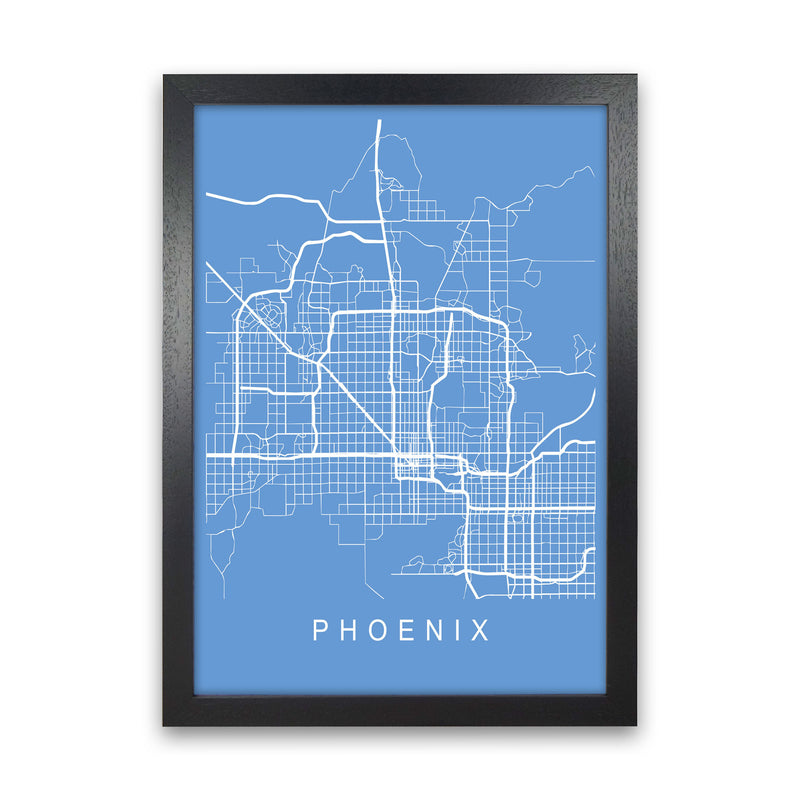 Phoenix Map Blueprint Art Print by Pixy Paper Black Grain