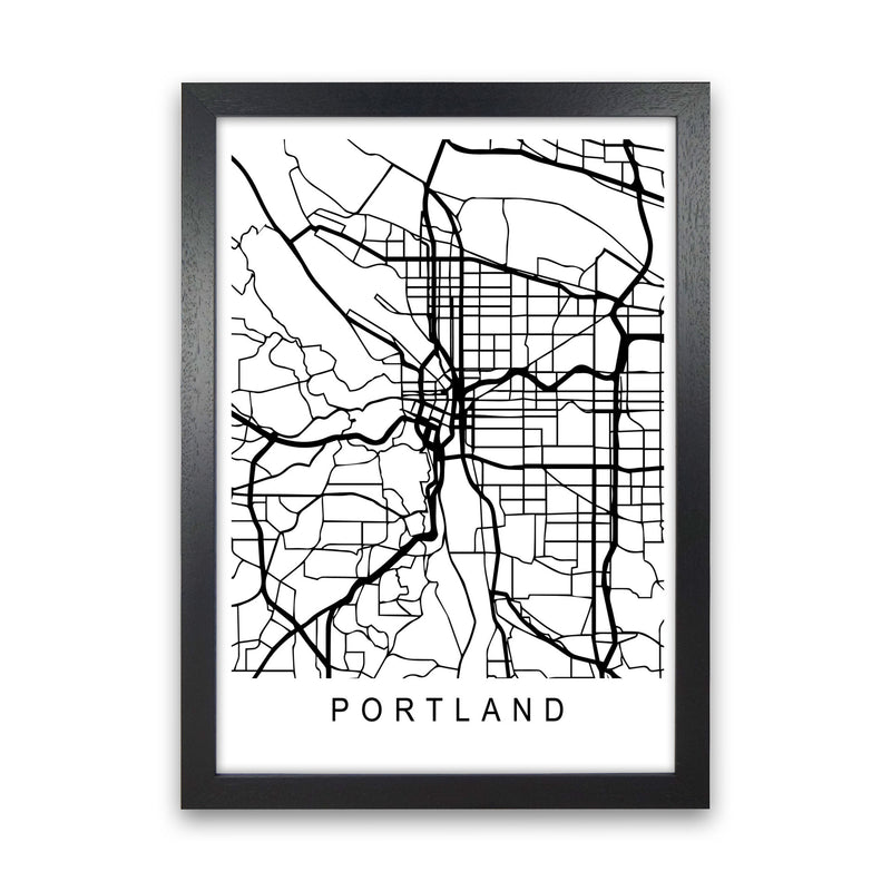 Portland Map Art Print by Pixy Paper Black Grain