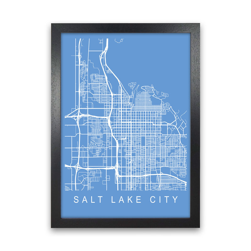 Salt Lake City Map Blueprint Art Print by Pixy Paper Black Grain