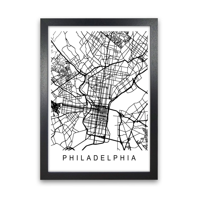 Philadelphia Map Art Print by Pixy Paper Black Grain