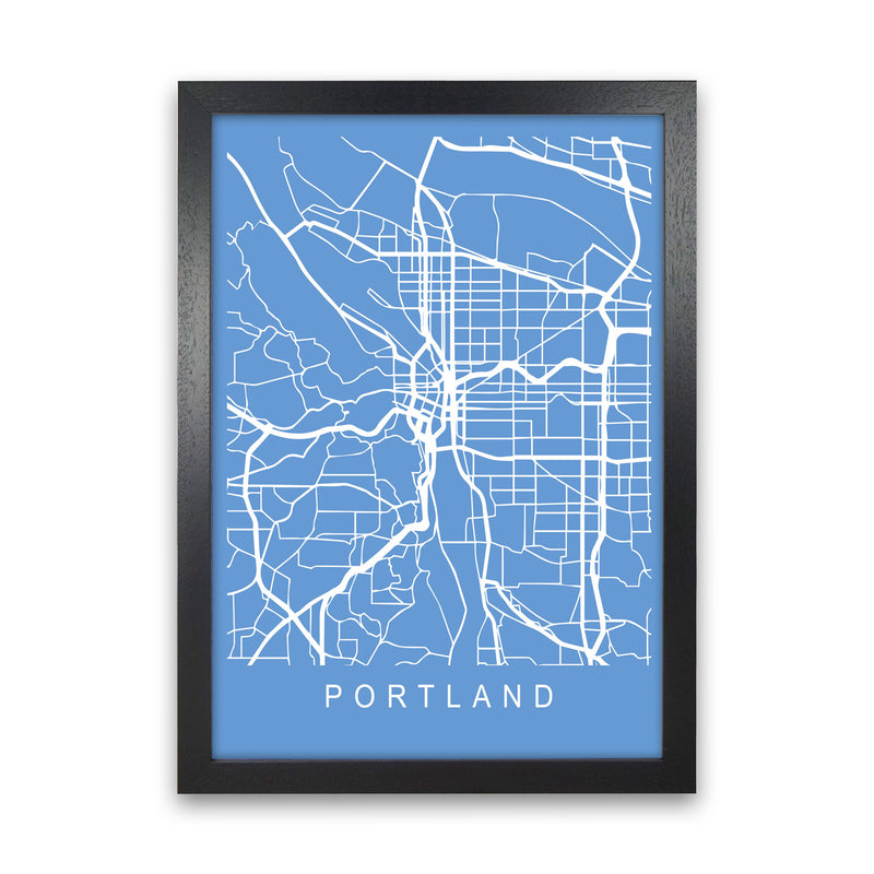 Portland Map Blueprint Art Print by Pixy Paper Black Grain