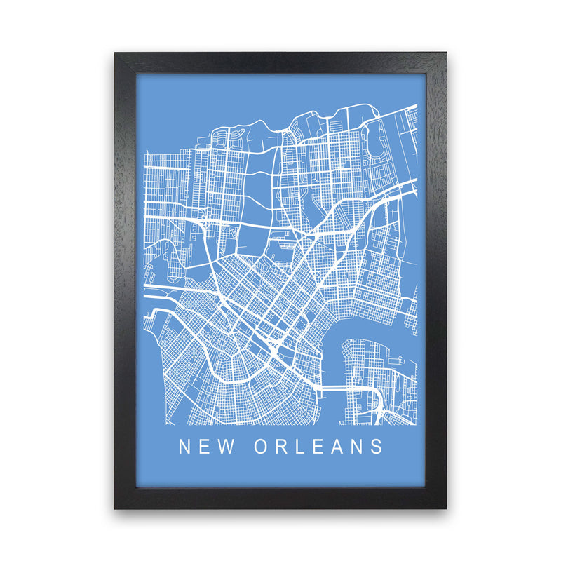 New Orleans Map Blueprint Art Print by Pixy Paper Black Grain
