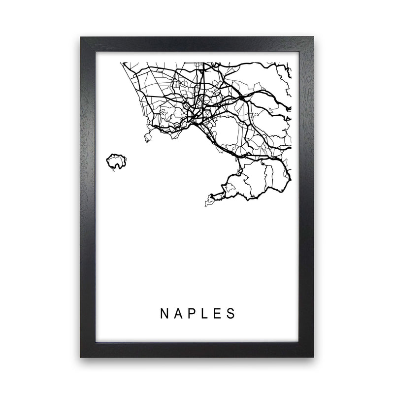 Naples Map Art Print by Pixy Paper Black Grain