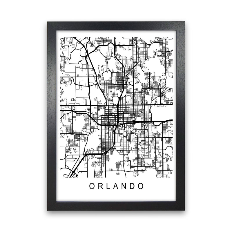 Orlando Map Art Print by Pixy Paper Black Grain