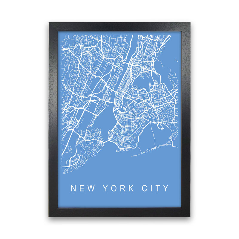 New York City Map Blueprint Art Print by Pixy Paper Black Grain