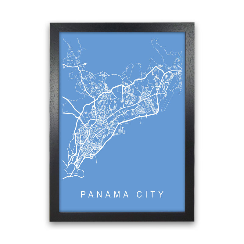 Panama City Map Blueprint Art Print by Pixy Paper Black Grain
